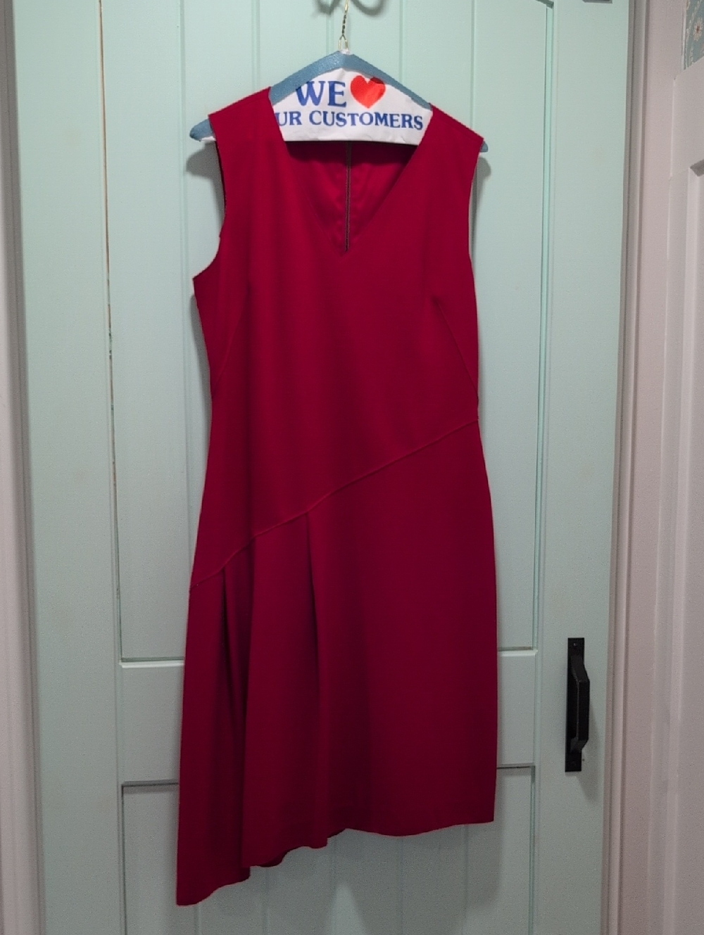Sleeveless Red Asymmetric Shift Dress